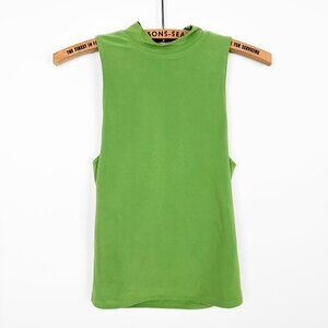 Song of Style Womens Green Sleeveless Mock Neck Tank Top Small